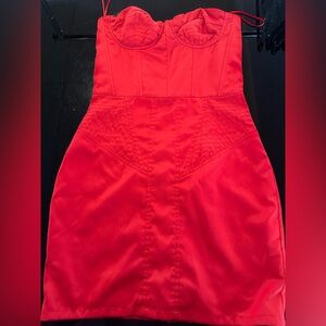 Edikted Vibrant Red Strapless Dress
